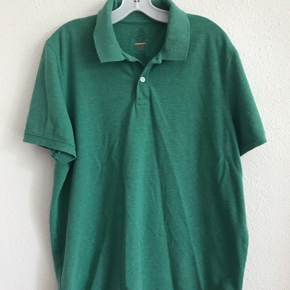 St John Bay mens performance polo short sleeve Size L heather green
